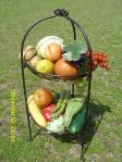 Wrought-iron display with 29 artificial fruit & veggies